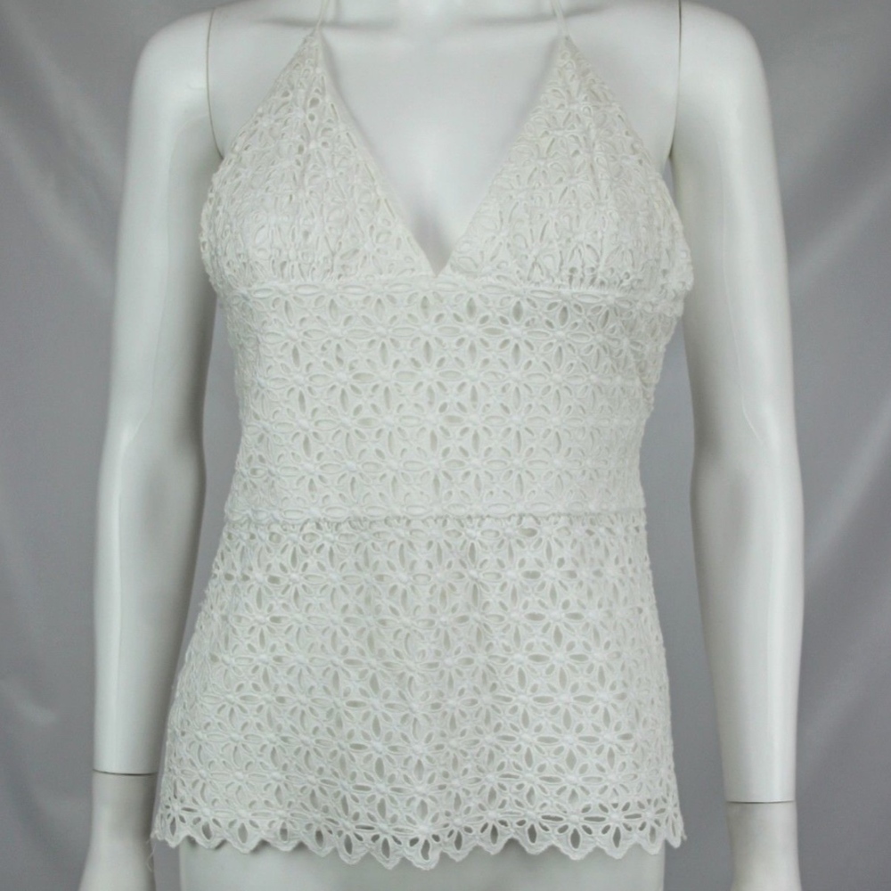 Milly White Eyelet Lace Cotton Halter Top Size 2